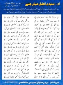 آہ سیدی افضل میاں چلے